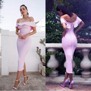 HOUSE OF CB lilac off the shoulder Amadea dress Large